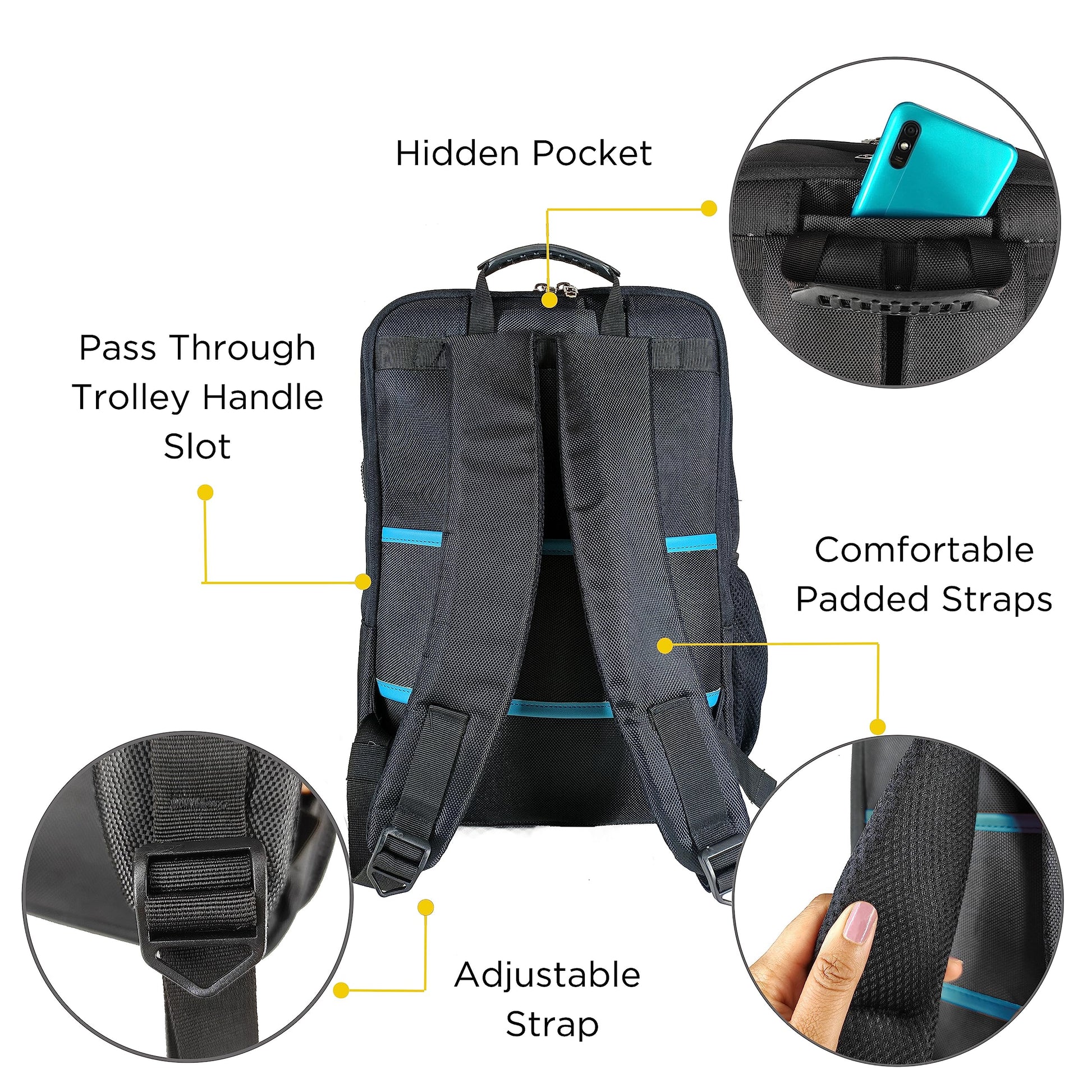 Funk For Hire Printed Leatherette 15.6" inch Laptop Backpack with USB Charging Port - White & Black - SaumyasStore