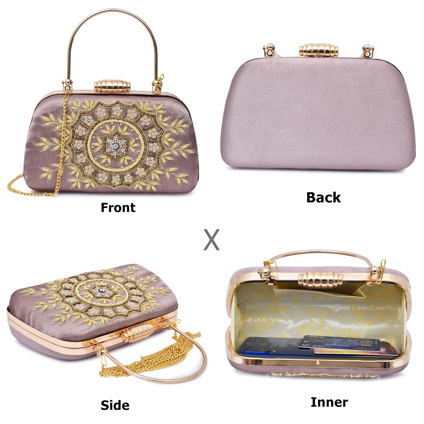 For The Beautiful You Embroidered Women's Clutch (rd-199) (Pink) - SaumyasStore