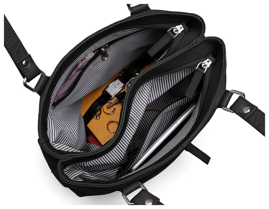 WildHorn� Genuine Leather Ladies Crossbody Bag | Hand Bag |Shoulder Bag with Adjustable Strap for Girls & Women (BLACK) - SaumyasStore