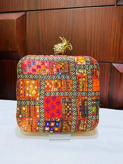Stylish Multicoloured Colour Pineapple Box Clutch Bag For Women - SaumyasStore